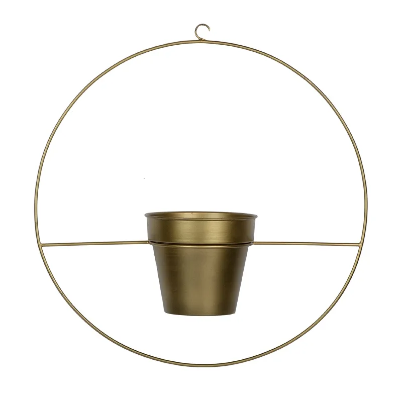 Trendy Gold Plated Metal Small Size Hanging Planter Wholesale Price Wall Mounted Flower Pots   Planters Supply From India