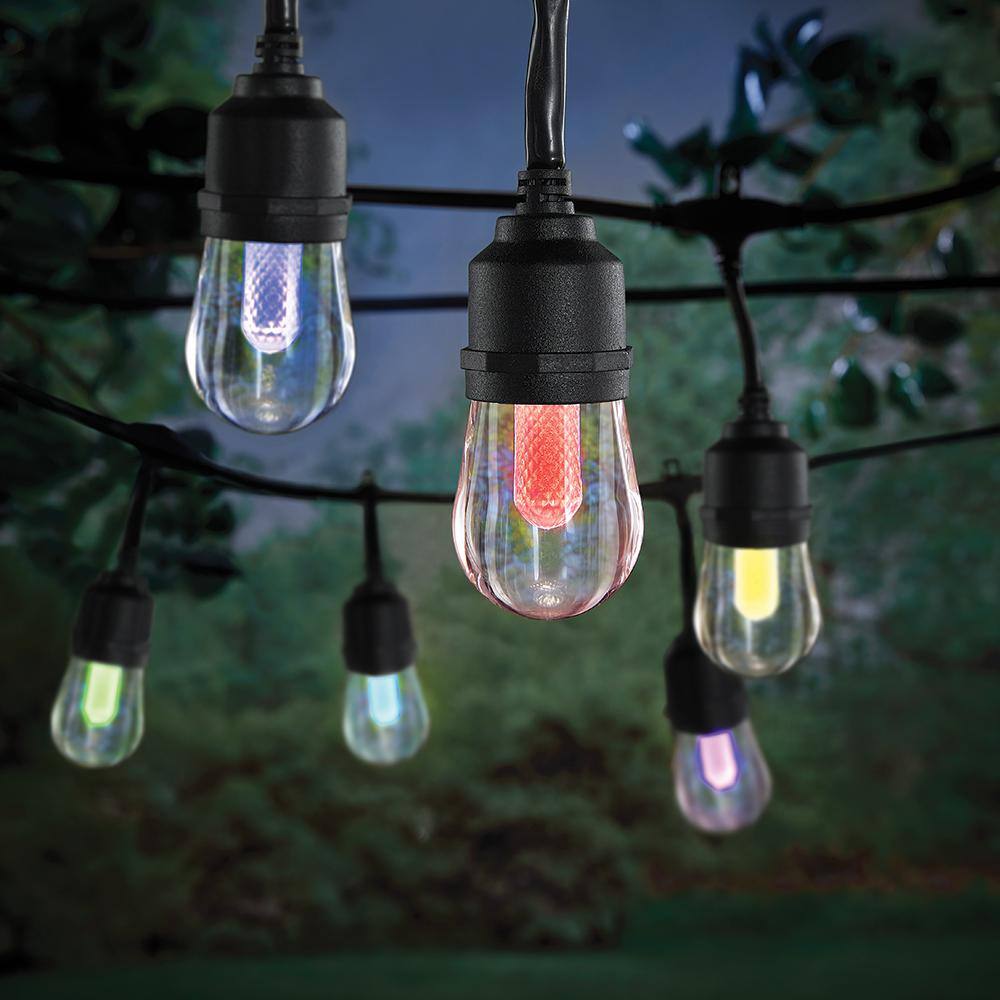 Hampton Bay IndoorOutdoor 24 ft. Smart Plug-in Edison Bulb RGBW Color Changing LED String Light (12-Bulb) Powered by Hubspace HB-10521-HS