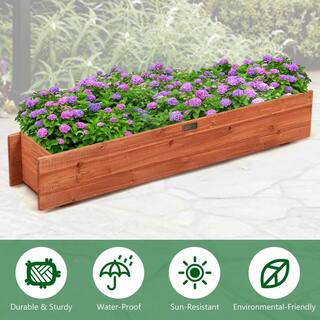 Costway 36 in. Rectangular Wooden Flower Planter Box Garden Yard Decorative Window Box J9D34-A30