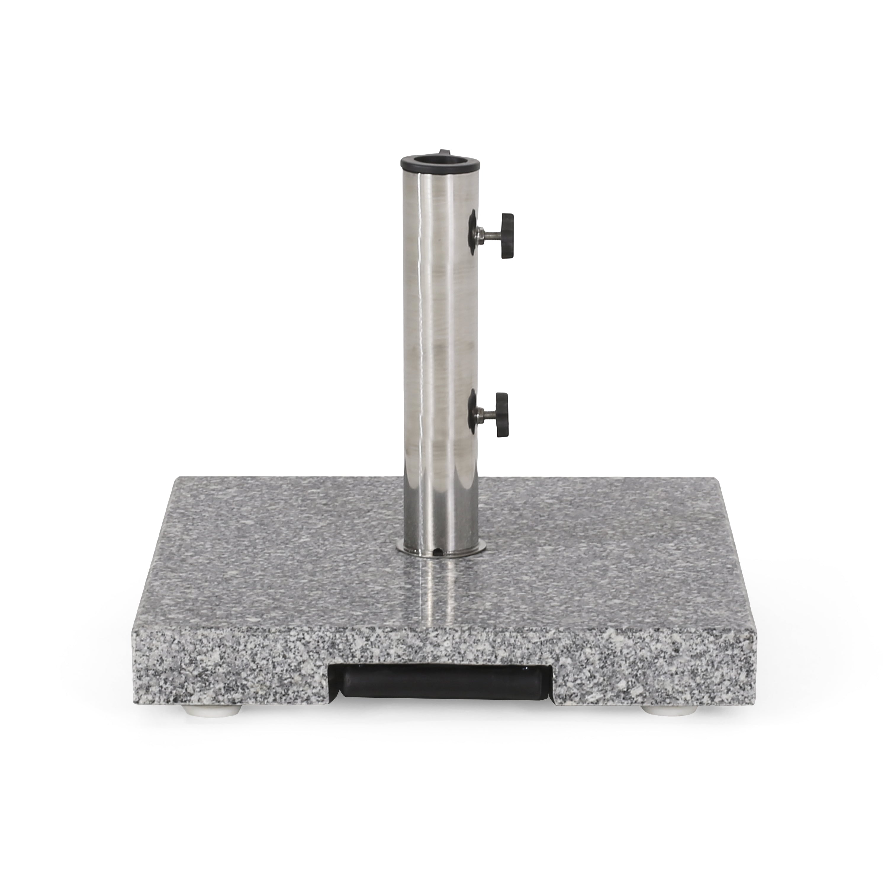 Martino Outdoor Natural Grey Granite and Stainless Steel Umbrella Base