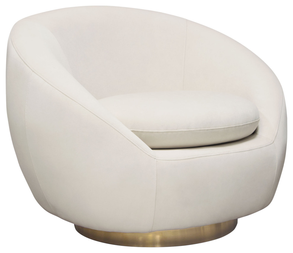 Celine Swivel Accent Chair  Light Cream Velvet With Brushed Gold Accent Band   Contemporary   Armchairs And Accent Chairs   by clickhere2shop  Houzz