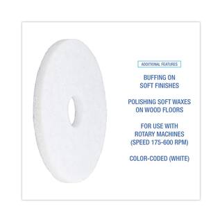 Boardwalk 14in. Diameter White Polishing Floor Pads (5-Pack) BWK4014WHI