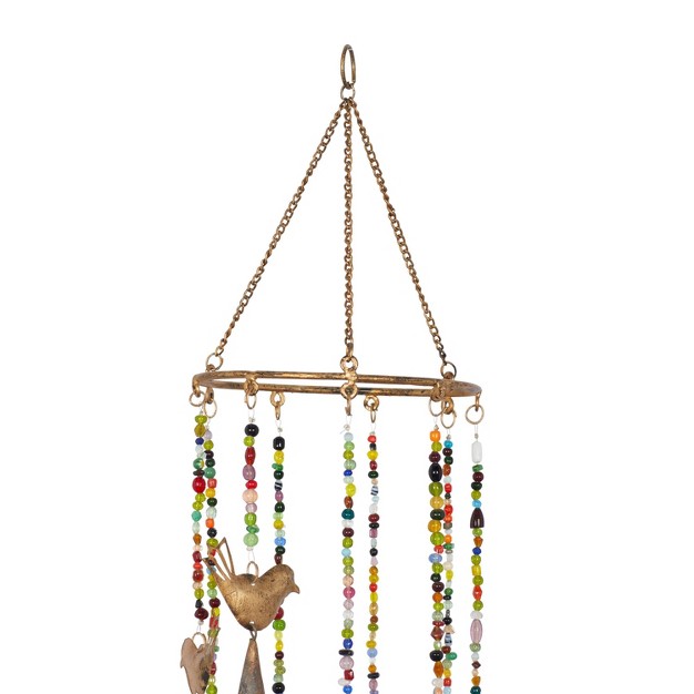 X 7 quot Eclectic Metal Birds Windchime With Beaded Strands Gold Olivia amp May