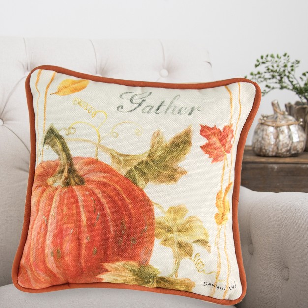 X 8 quot Gather Pumpkin Petite Printed Fall Throw Pillow