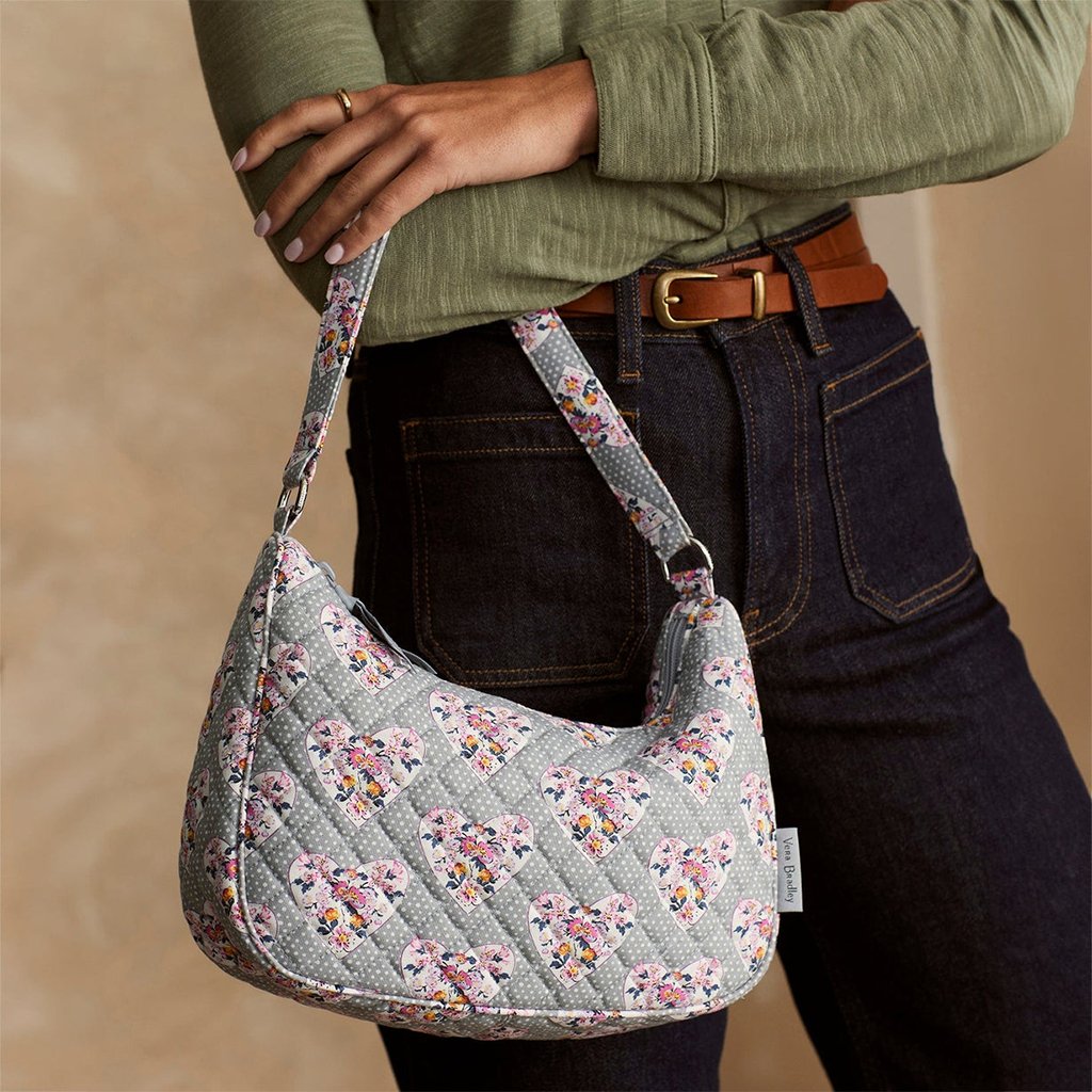 Vera Bradley  Frannie Crescent Crossbody Bag in Mon Amour Gray