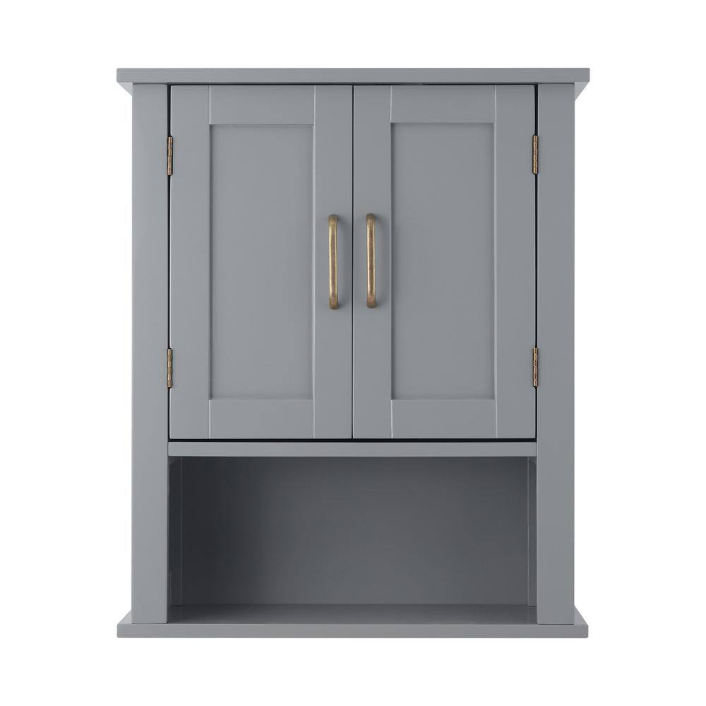 Teamson Home Mercer Mid Century Modern 20.07 in. W x 7.08 in. D x 24.17 in. H Grey Wooden Bathroom Wall Cabinet EHF-F0019