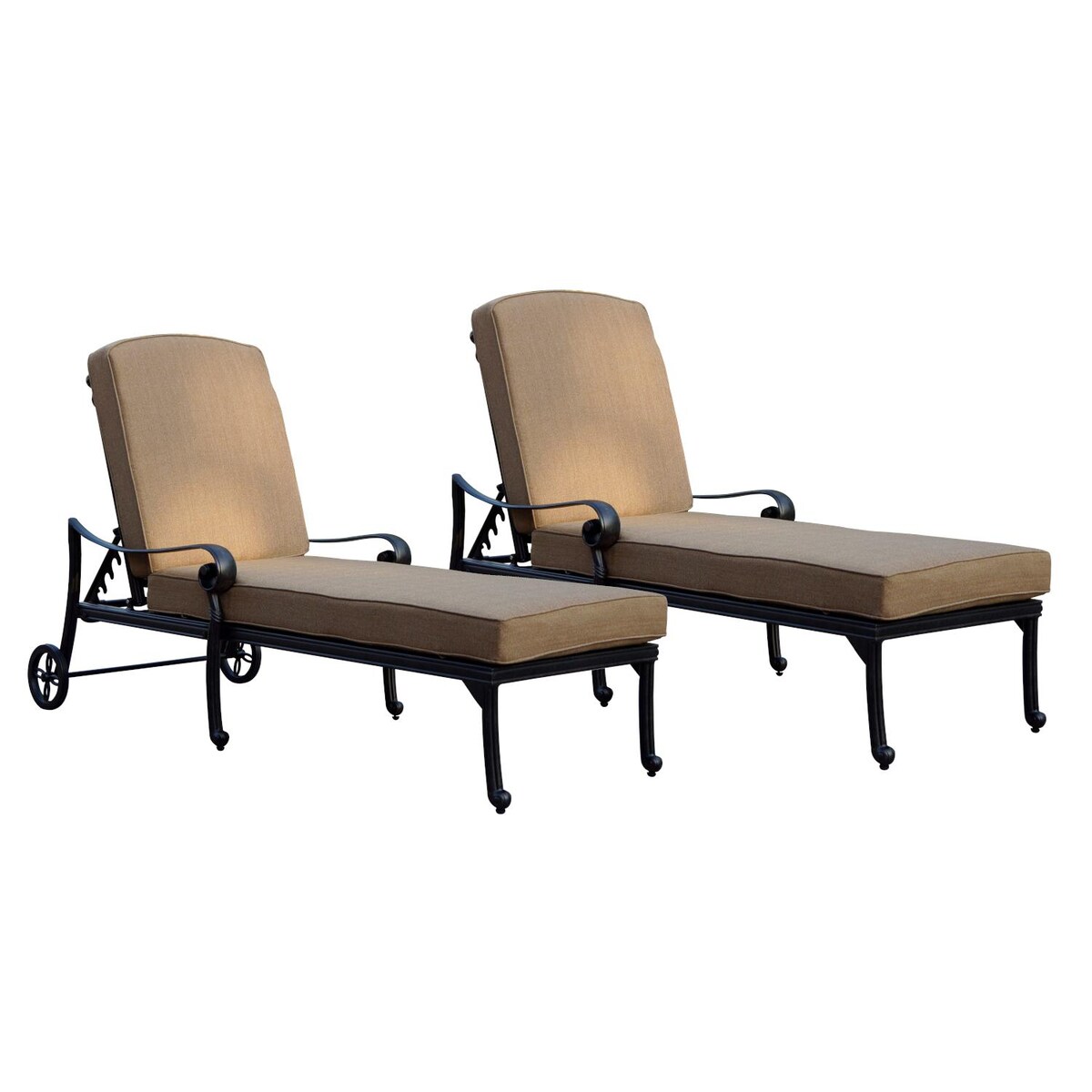 Darlee Santa Monica 2 Piece Cast Aluminum Patio Chaise Lounge Set W/ Sesame Cushions