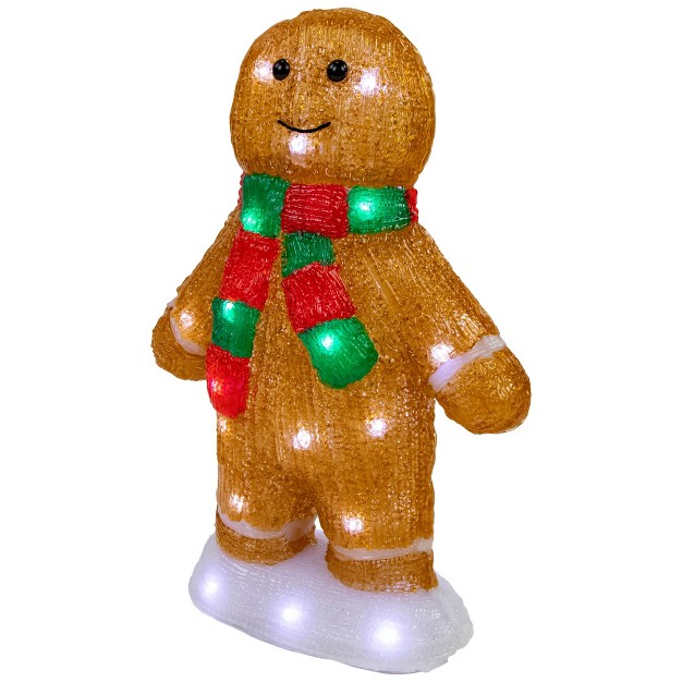 Led Lighted Acrylic Gingerbread Man With Scarf Outdoor Christmas Decoration