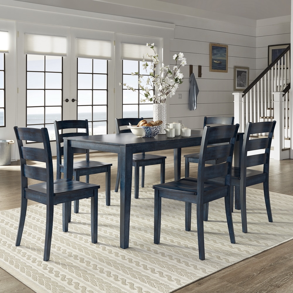 Wilmington II 60 Inch Rectangular Antique Dark Denim Dining Set by iNSPIRE Q Classic