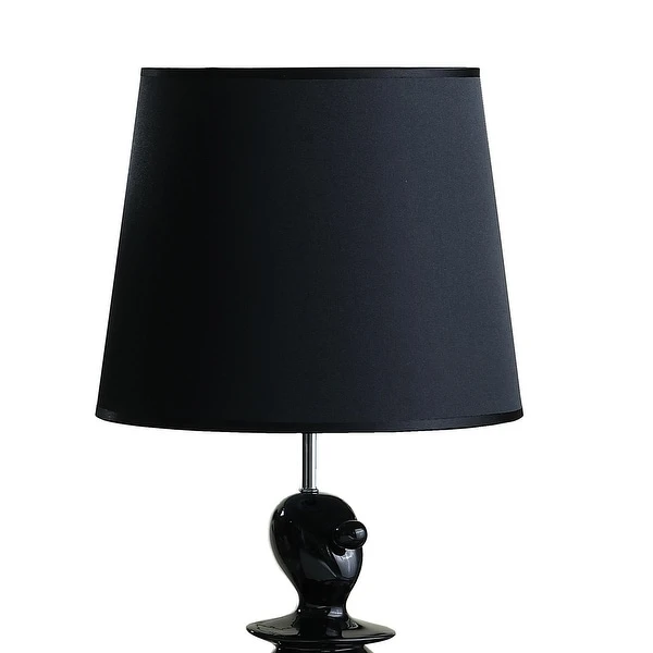 Fabric Shade Table Lamp with Polyresin Sitting Clown Base， Black