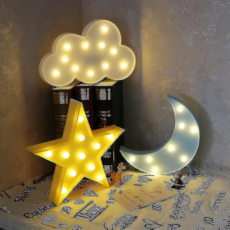 3d Led Night Light Star Moon Kids Bedroom Indoor Lighting Decor Lamp For Home Living Room Bedroom Night Lighting Creative Giftblue Cloud-niubi