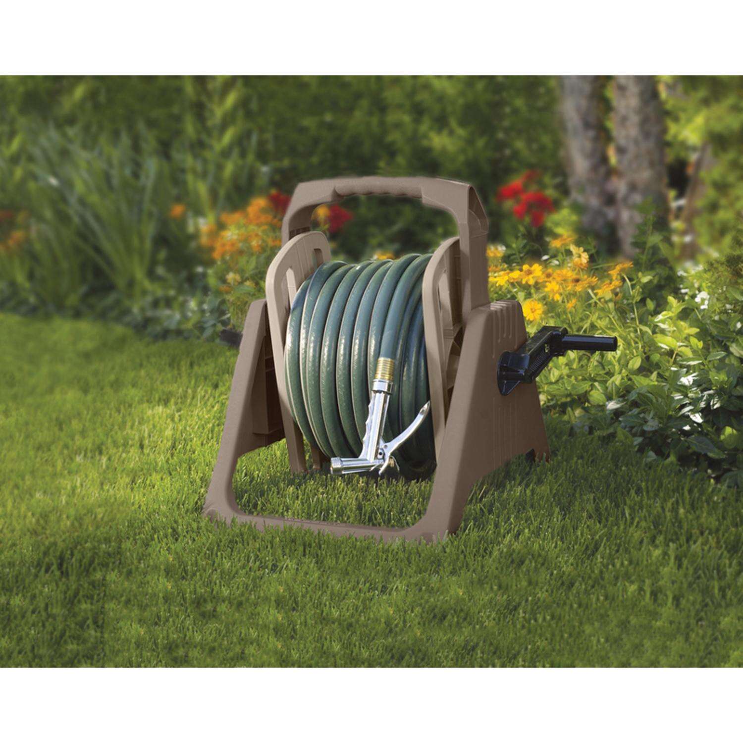 Suncast Hose Handler 100 ft. Taupe Retractable Wall Mounted Hose Reel