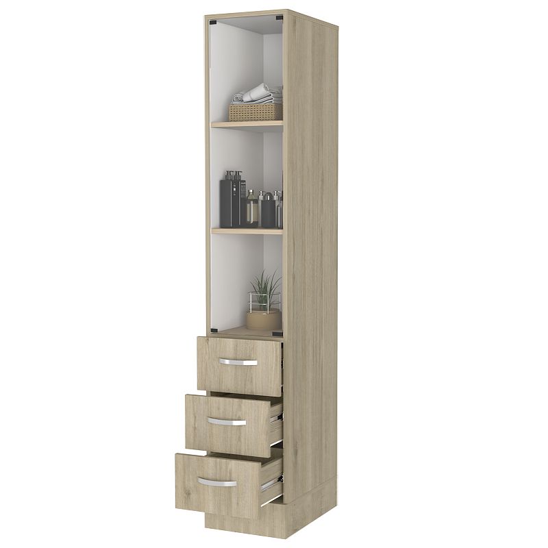 Preston Linen Cabinet， Three Shelves， Four Drawers