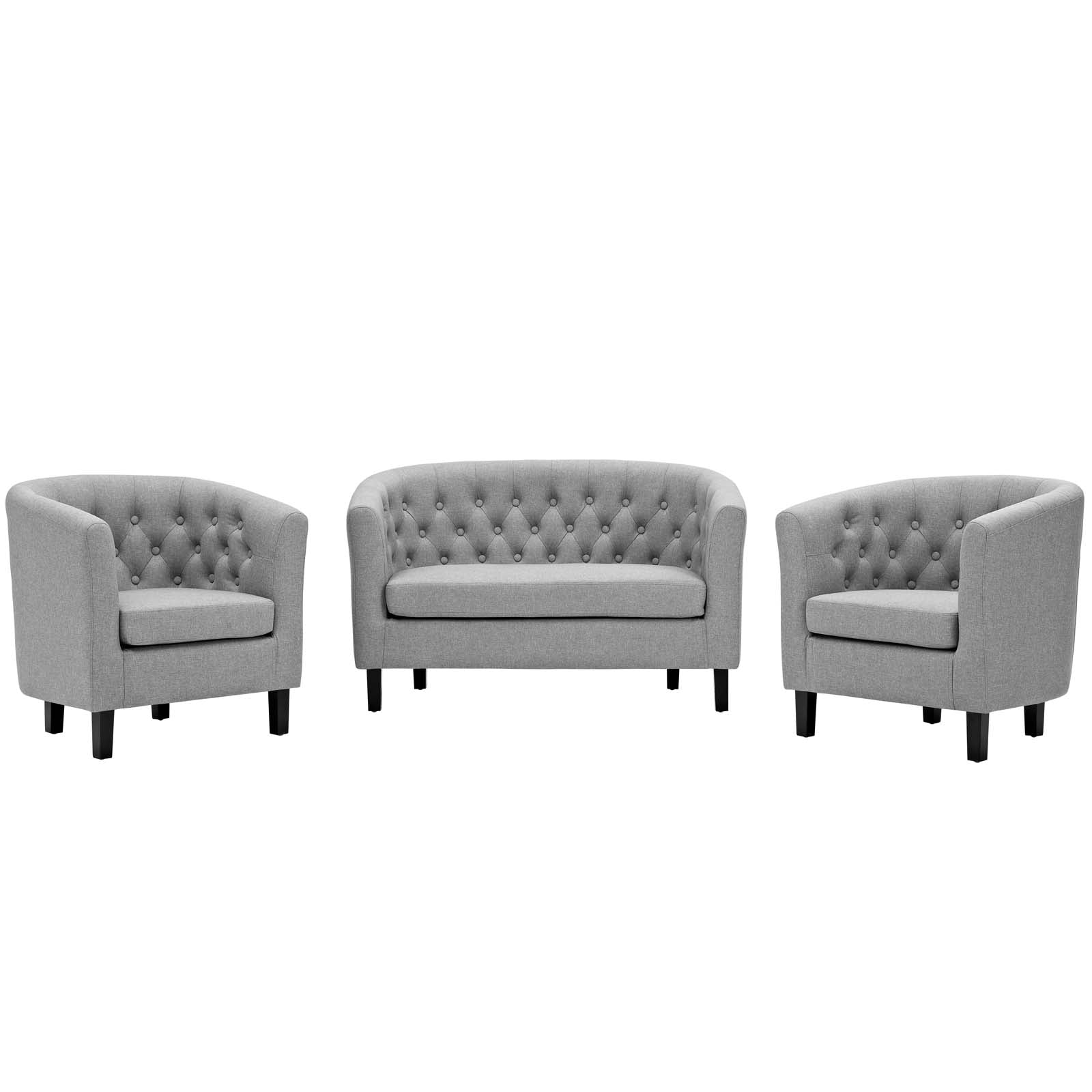 Modway Prospect 3 Piece Upholstered Fabric Loveseat and Armchair Set, Multiple Colors