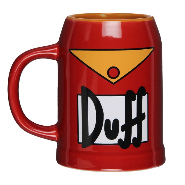 The Simpsons Duff Beer Mug Stein 24 Oz Ceramic Cup Red