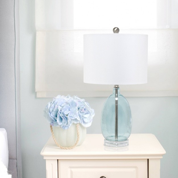 Glass Table Lamp With White Drum Shade Blue Lalia Home