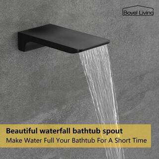 Boyel Living Wall Mount Single-Handle 1-Spray Tub and Shower Faucet with 12 in. Fixed Shower Head in Matte Black (Valve Included) SMD-88016B-12