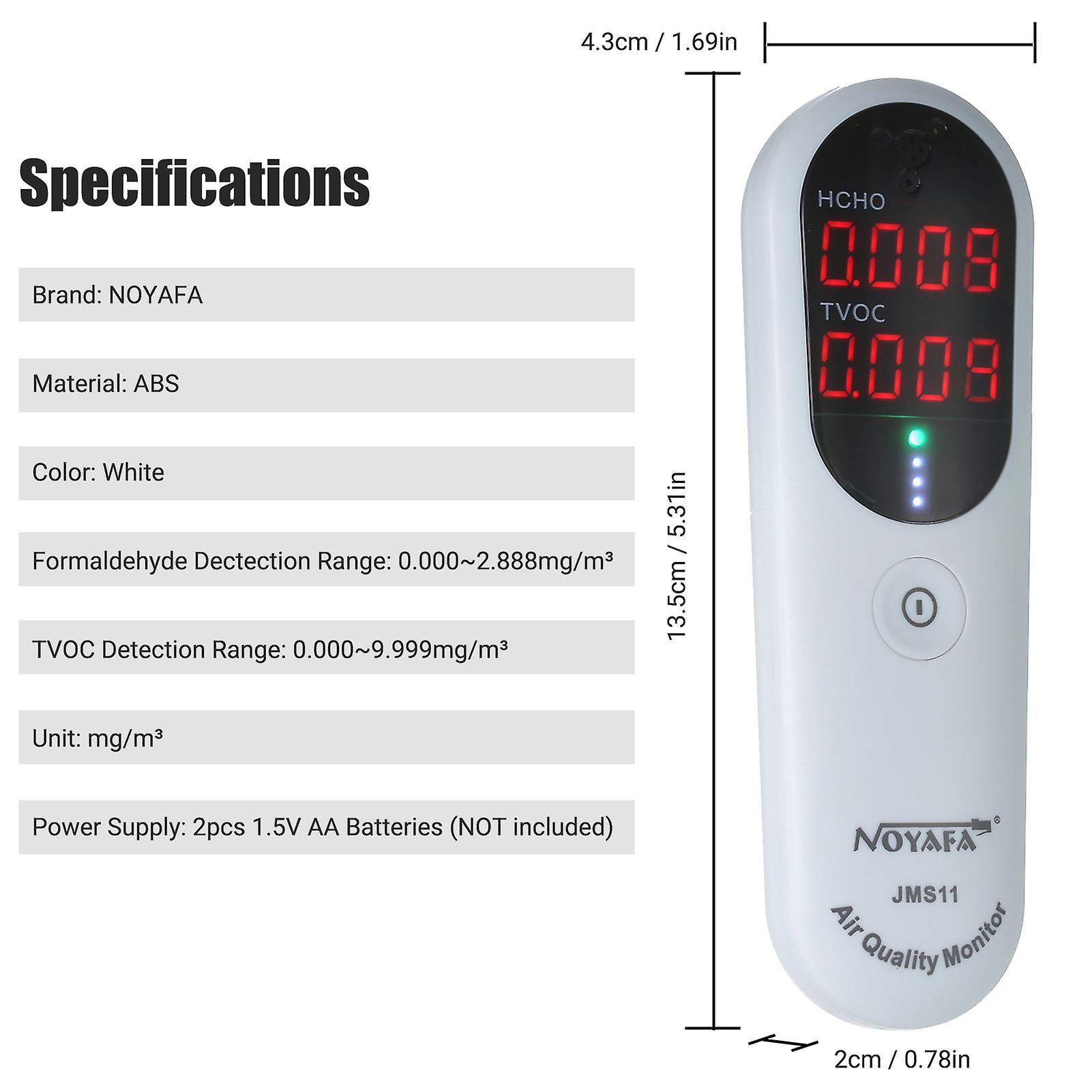 Noyafa Portable Formaldehyde Detector Indoor Air Quality Monitor Hcho And Tvoc Monitor With Audible Alarm Led Indicator For Home Hvac System No.291168