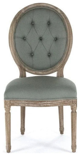 Chezare Medallion Side Chair  Limed Gray Oak Sage Linen   French Country   Dining Chairs   by Rustic Home Furniture Deco  Houzz