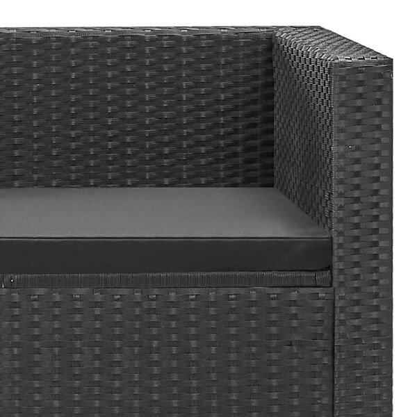 4 Piece Patio Lounge Set Black with Cushions Poly Rattan