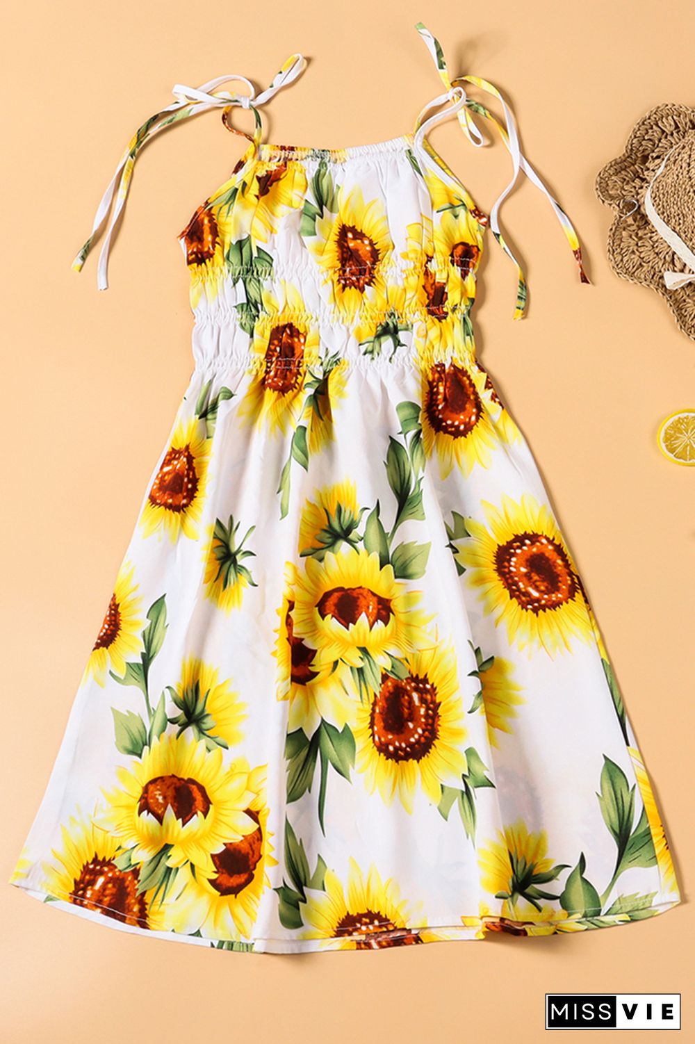 Family Matching Sunflowers Print Dress Wholesale