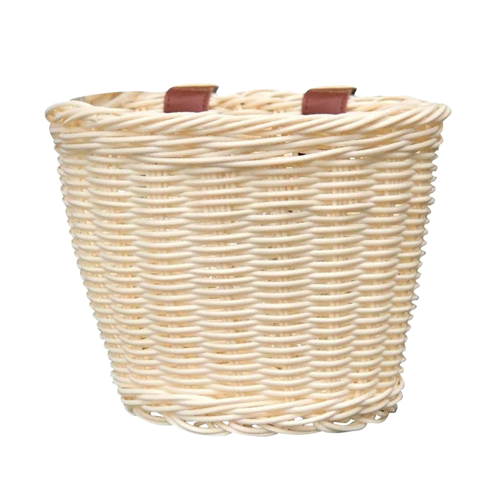 Yucurem Kids Bike Basket Women Students Bicycle Rattan Weaving Front Basket (Beige)