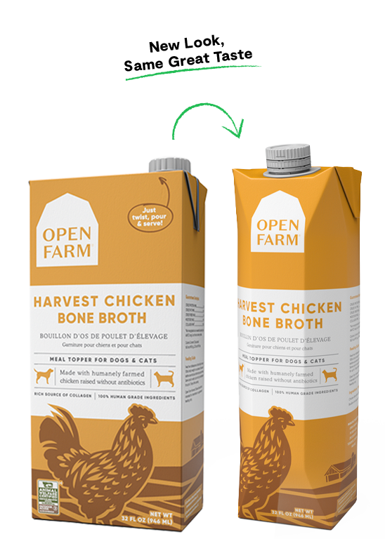 OPEN FARM HARVEST CHICKEN BONE BROTH FOR DOGS and CATS;