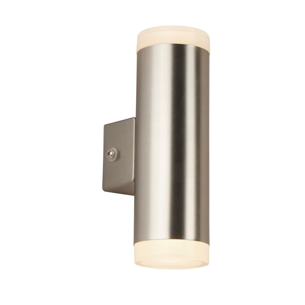 Searchlight 2100SN Porch LED Satin Nickel Outdoor Cylinder Up & Down Wall Light