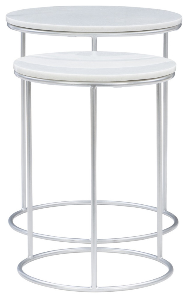 Fonner Nesting Tables White Marble   Contemporary   Coffee Table Sets   by VirVentures  Houzz