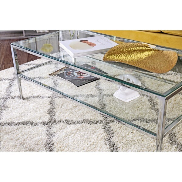 Furniture of America Luch Modern Glass/ Metal 48-inch Coffee Table