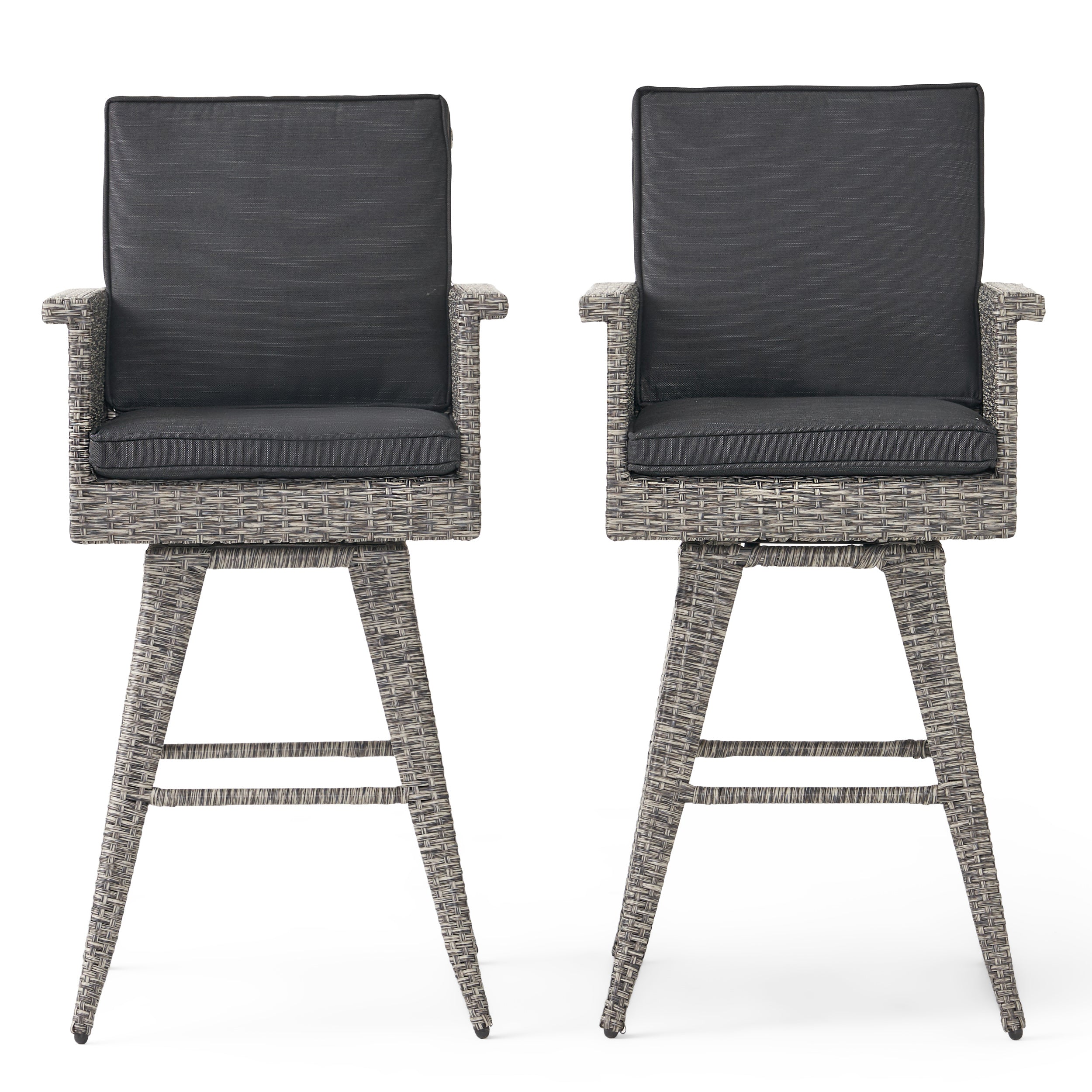 Budva 30-Inch Outdoor Gray Wicker Barstool (set of 2)