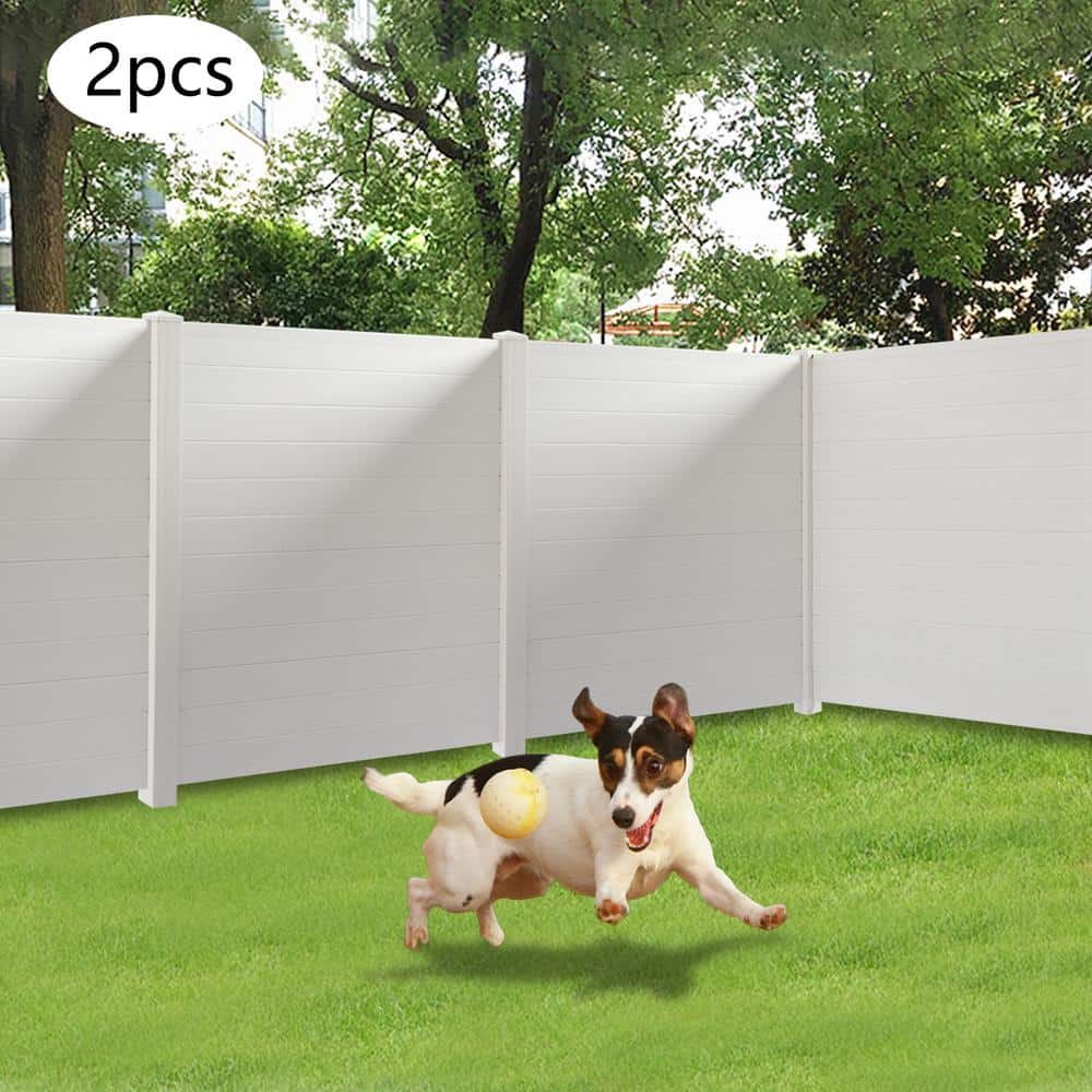 YIYIBYUS 48 in. White PVC Vinyl Outdoor Freestanding Privacy Screen Panel Metal Garden Fence (2-Pack) YLYOBZ8UWDZJ8