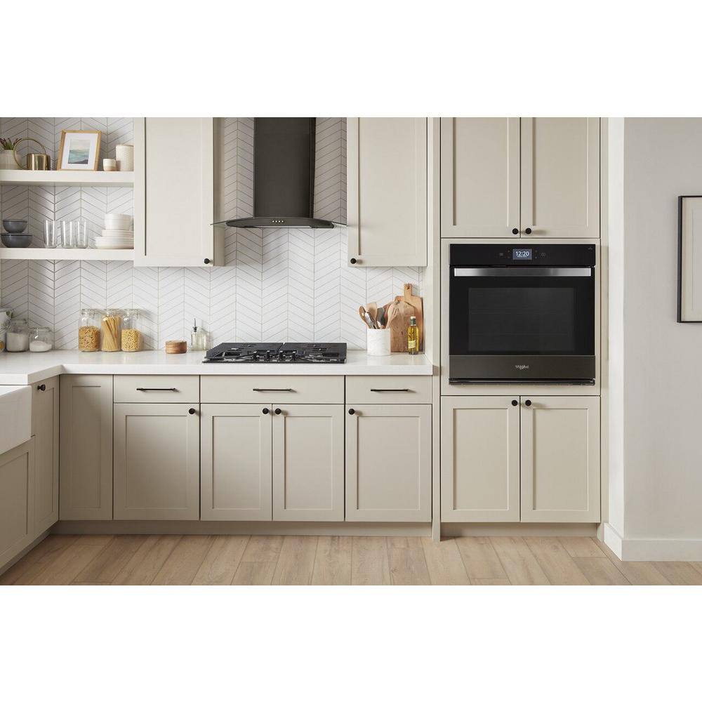 Whirlpool 30 in. Single Electric Wall Oven with True Convection Self-Cleaning in Black Stainless Steel with PrintShield Finish WOES7030PV