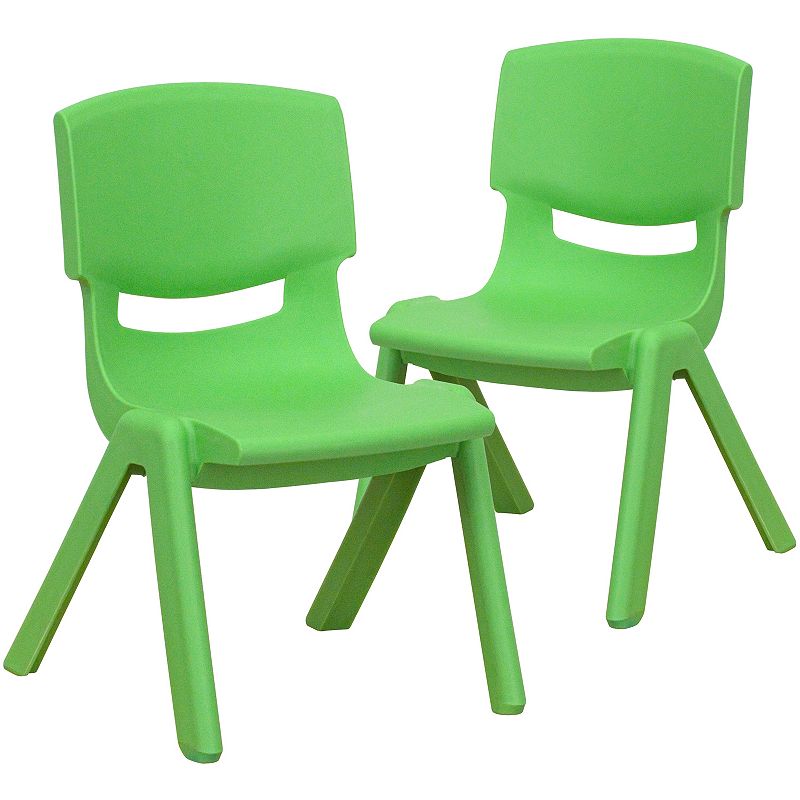 Emma and Oliver 2 Pack Natural Plastic Stackable School Chair with 10.5H Seat， Preschool Chair