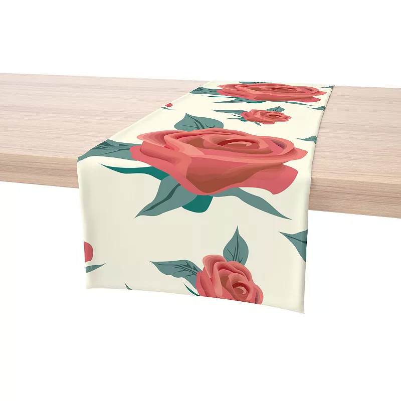 Table Runner， 100% Cotton， 16x108， Floral 85