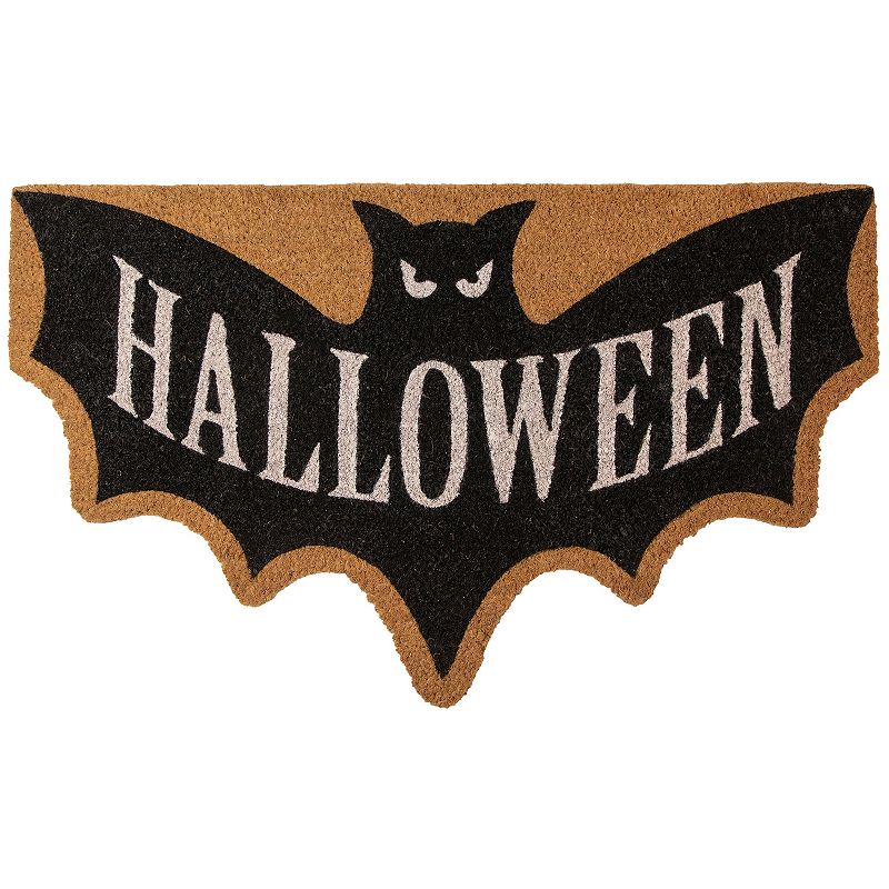 Natural Coir Halloween Bat Shaped Doormat 18 x 30