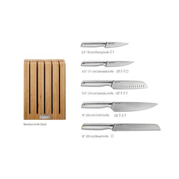 Joseph Joseph 5pc Elevate Steel Block Knife Set Natural Wood