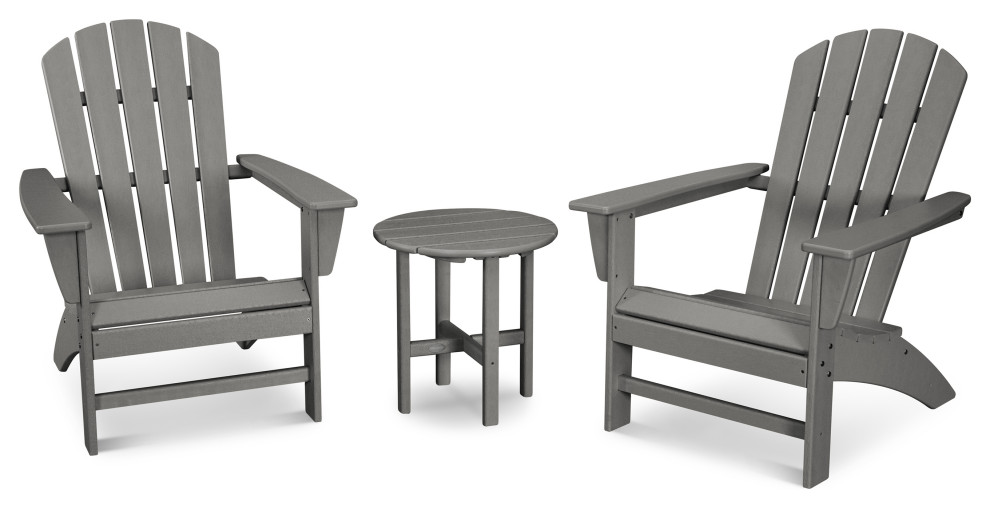 POLYWOOD Nautical 3 Piece Adirondack Set   Transitional   Outdoor Lounge Sets   by POLYWOOD  Houzz