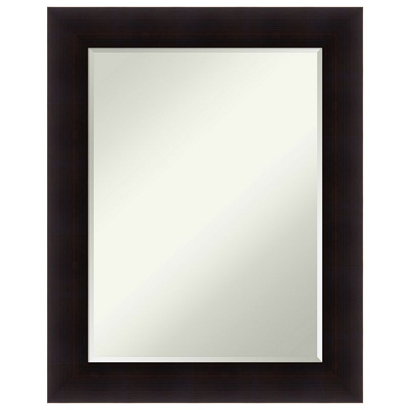 Portico Espresso Petite Bevel Wood Bathroom Wall Mirror