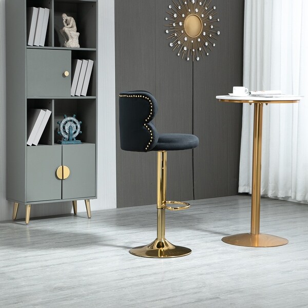 Height Adjustable Upholstered Barstools with Ergonomic-Sesigned Backrest and Footrest