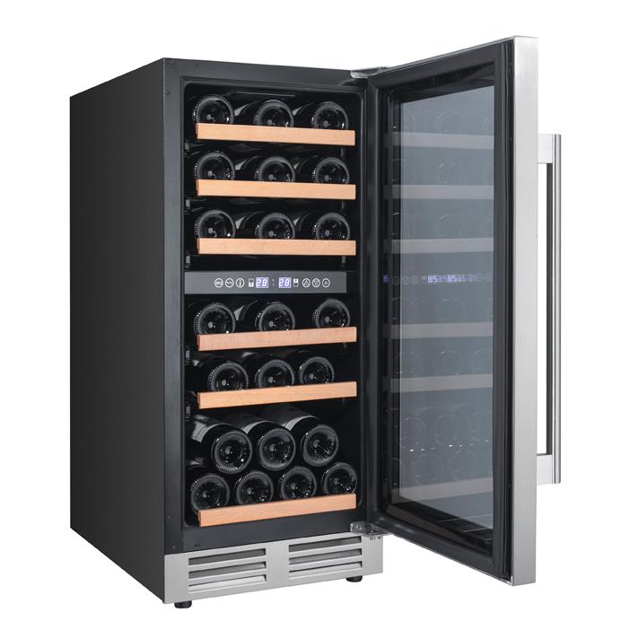 Avanti 15in 28-Bottle Designer Freestanding/Built-In Dual Zone Wine Cooler WCF282E3SD