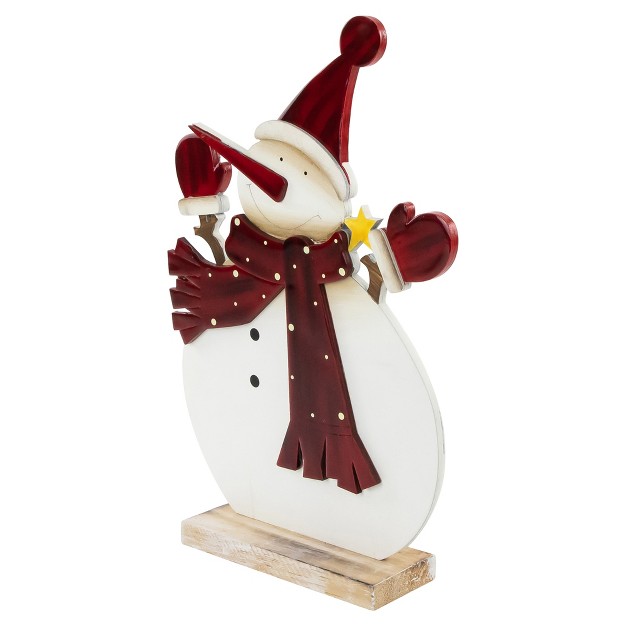 Glossy Snowman In Red Scarf And Mittens Christmas Decoration