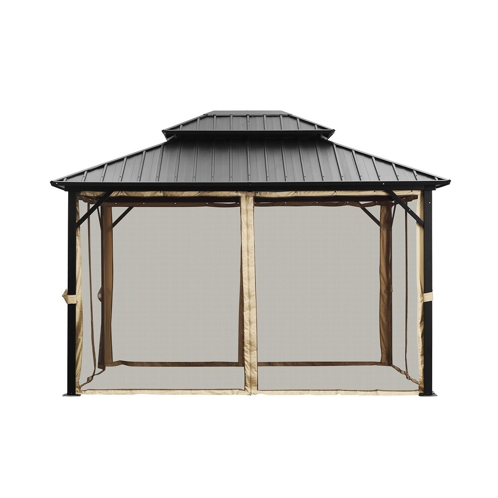 Outdoor Steel Gazebo Galvanized Steel Roof Aluminum Post Hardtop Gazebo