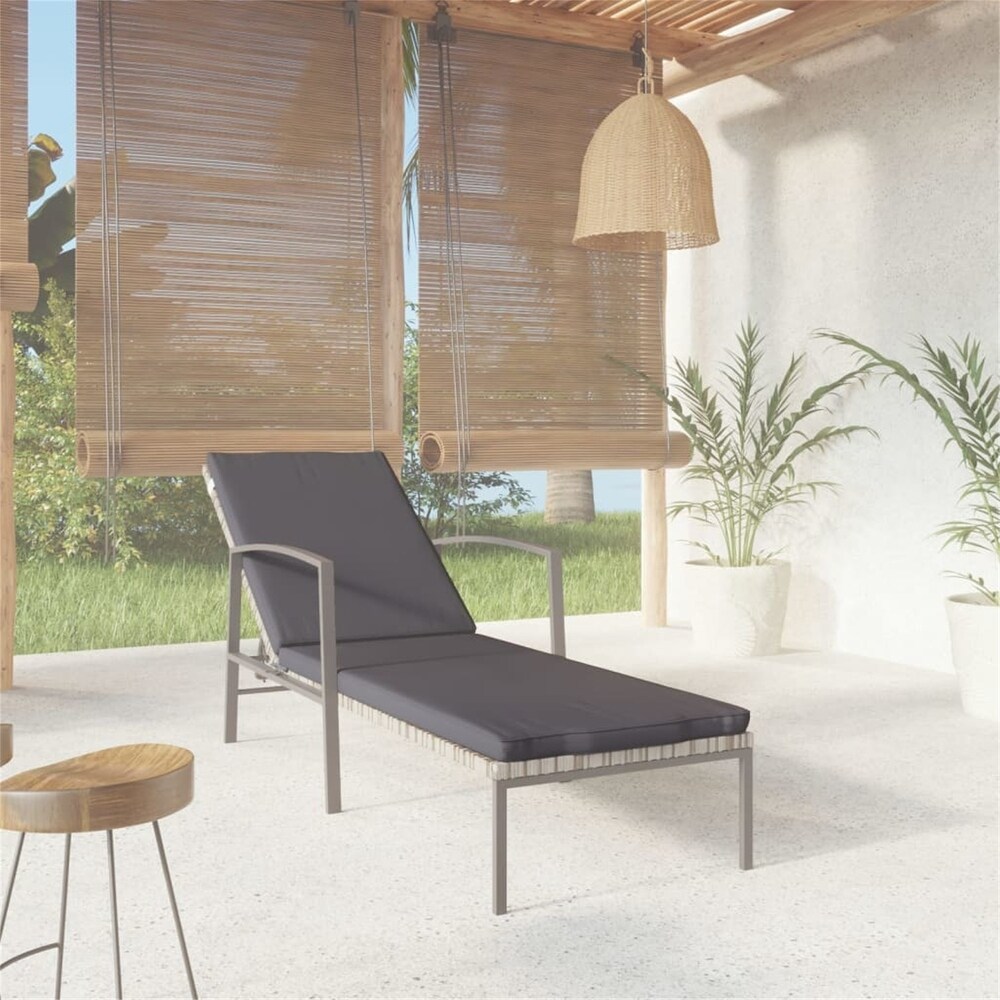 Sun Lounger  Patio Sun Rattan Lounge Chair with Cushion for Outdoor