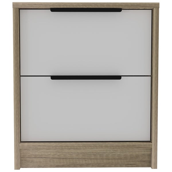 Mod Light Oak and White Two Drawer Nightstand - - 35567743