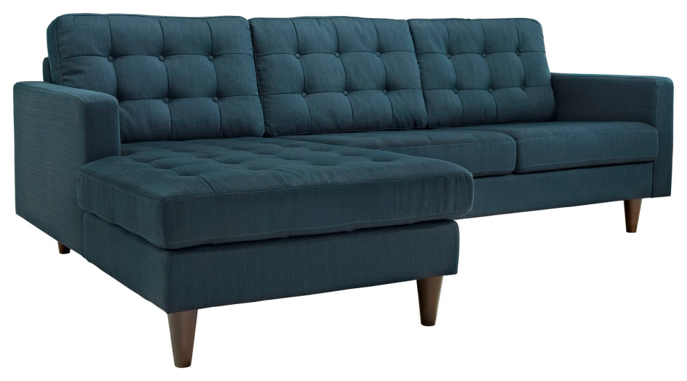 Empress Left Facing Upholstered Fabric Sectional Sofa   Midcentury   Sectional Sofas   by PARMA HOME  Houzz