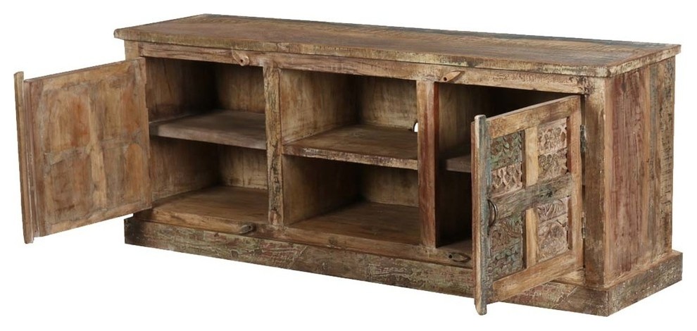 Morocco Rustic Reclaimed Wood TV Stand Media Cabinet   Farmhouse   Entertainment Centers And Tv Stands   by Sierra Living Concepts Inc  Houzz