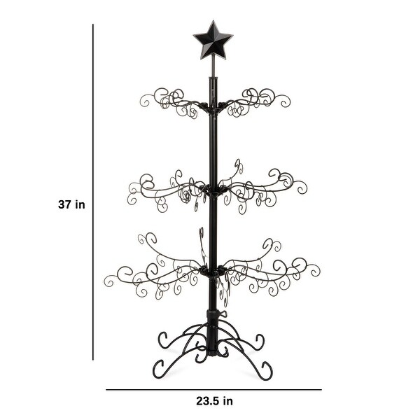 Wrought Iron Christmas Tree Ornament Display w/ Easy Assembly，Stand