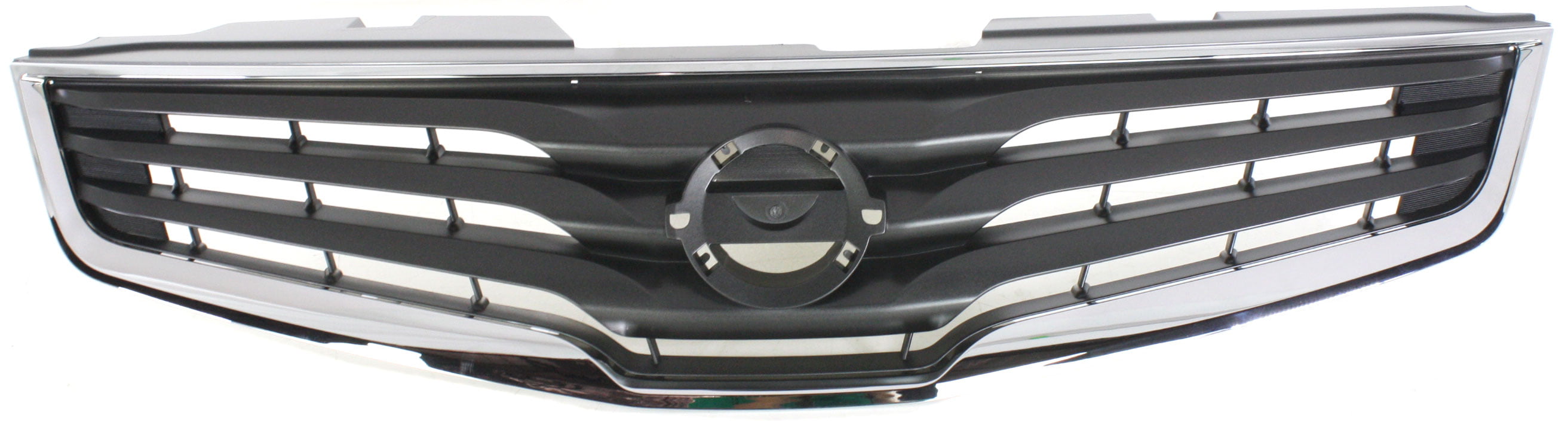 Grille Assembly Compatible With 2010-2012 Nissan Sentra Chrome Shell with Painted Dark Gray Insert