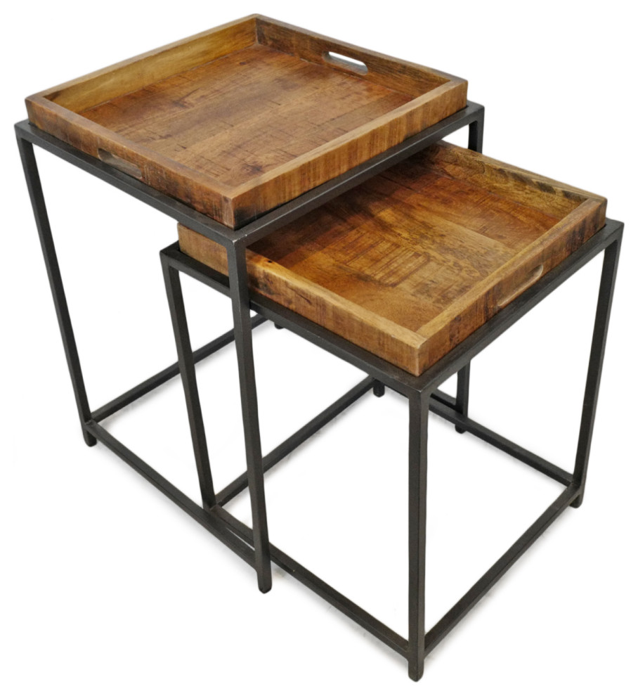 Salvaged Wood Tray Nesting Tables   Industrial   Coffee Table Sets   by Design Mix Furniture  Houzz